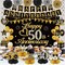 Happy 50th Anniversary Decorations Kit, Black Gold 50th Wedding Anniversary (Black Gold)